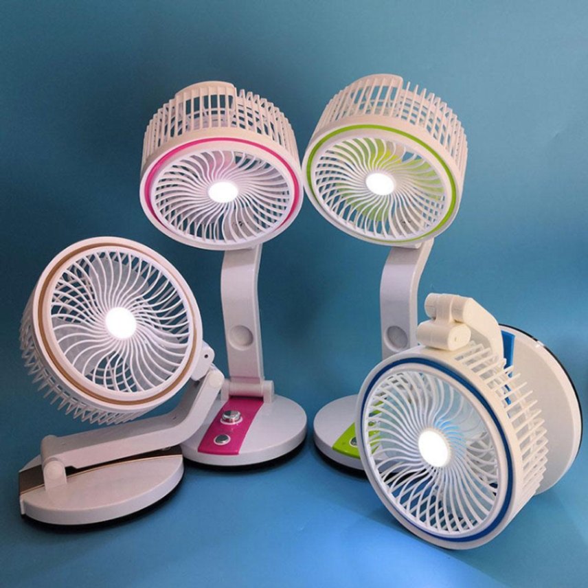 Rechargeable Folding Fan With LED Light, LR 2018 Fan